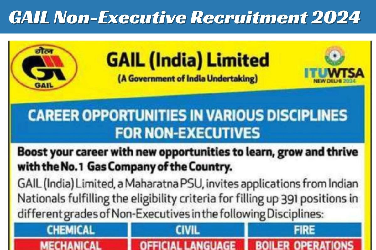 GAIL Non-Executive Recruitment 2024 : GAIL में 391 पदों पर निकली भर्ती, आवेदन प्रक्रिया हो गई शुरू