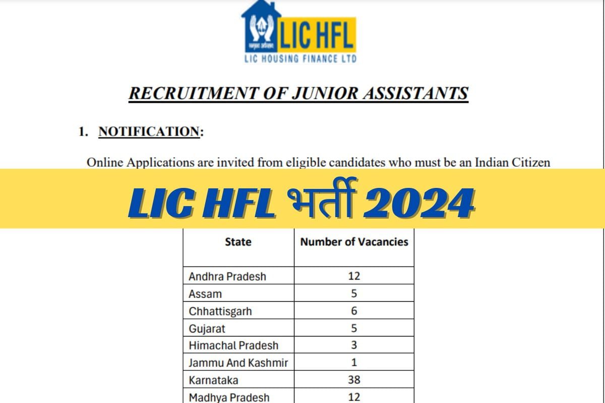 LIC HFL भर्ती 2024 : एलआईसी में निकली बंपर भर्ती, आवेदन प्रक्रिया हो गई शुरू, वेतन 35 हजार से अधिक