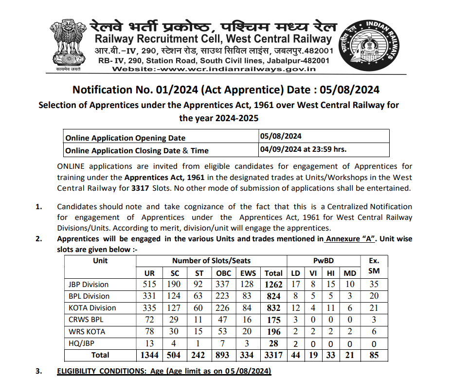 रेलवे में 3 हजार से अधिक पदों पर निकली भर्ती, आवेदन की प्रक्रिया हो गई शुरू, बिना परीक्षा होगा चयन 